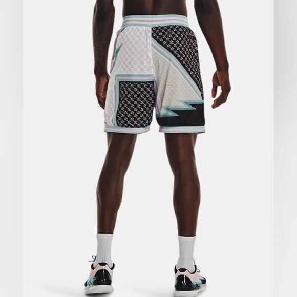 Under Armour Curry Draft Day 8" Basketball Shorts Men's XL Black White Blue Rare - Picture 10 of 13